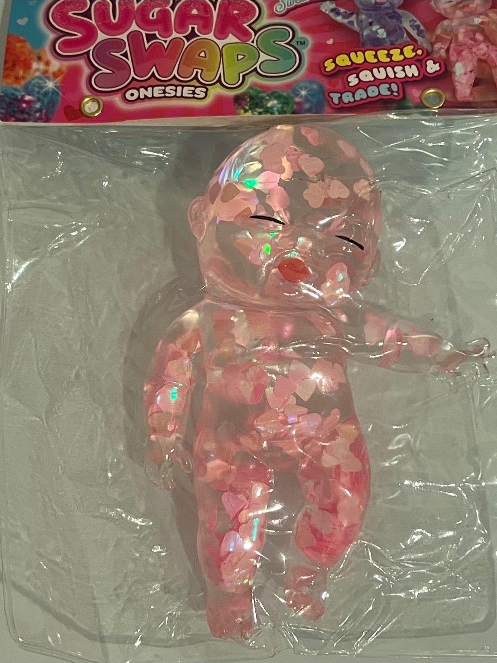 Sugar Swaps Jumbo BABY that’s filled with pink holographic hearts!